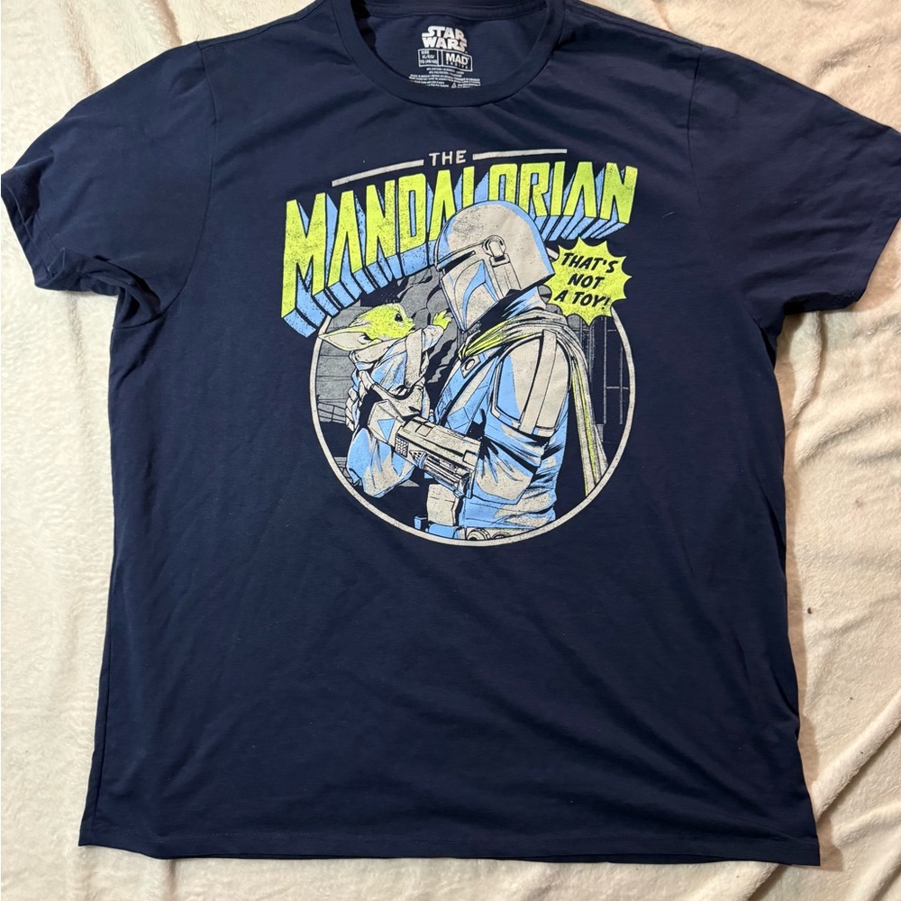🤩 Star Wars The Mandalorian Navy Blue T-Shirt NWOT MENS SZ XL